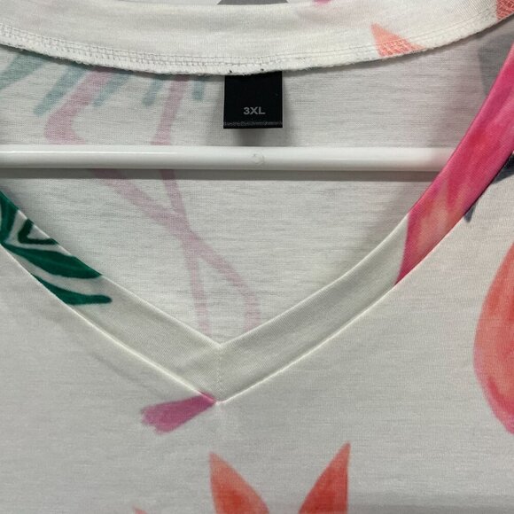 SHEIN Flamingo Print V-Neck T-Shirt 3XL Super Soft - Picture 2 of 3
